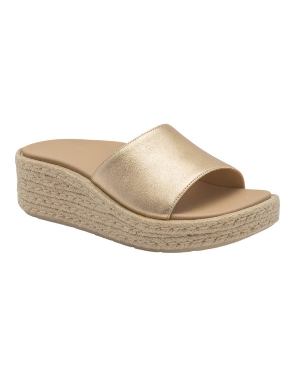 Abeo Solstice Gold Metallic Leather Wedge Slide Comfort Sandal Size 8